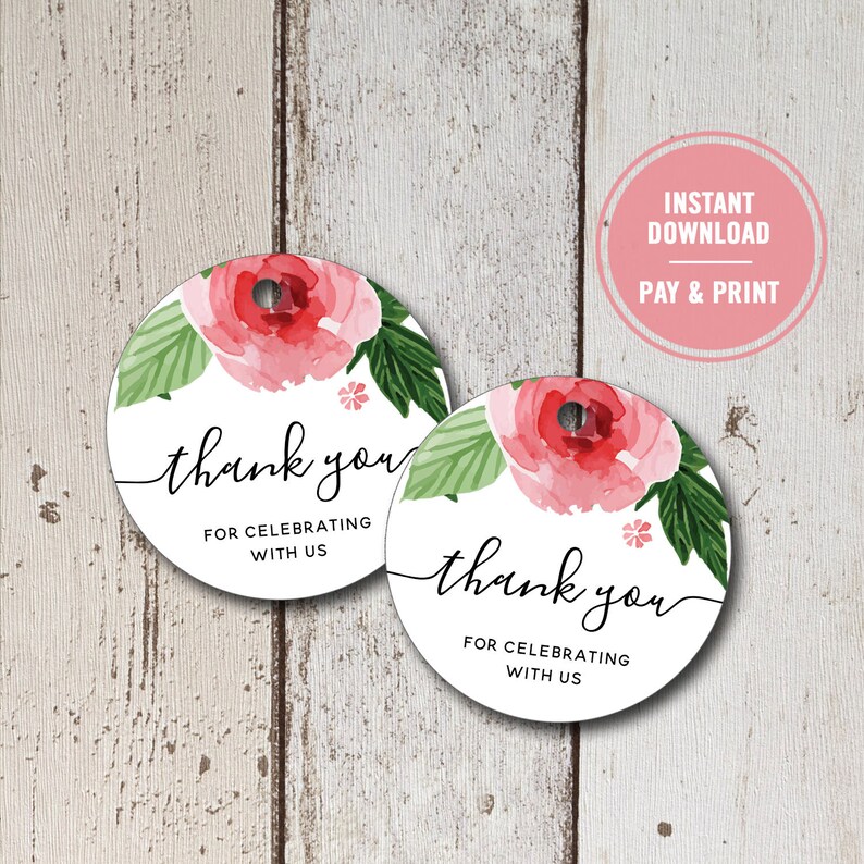 Bridal Shower Favor Tags Instant Download Floral Wedding Etsy