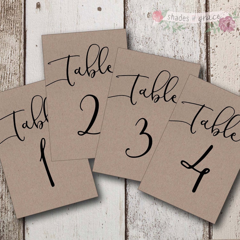Rustic Table Numbers Wedding Table Numbers Brown Paper Table Etsy