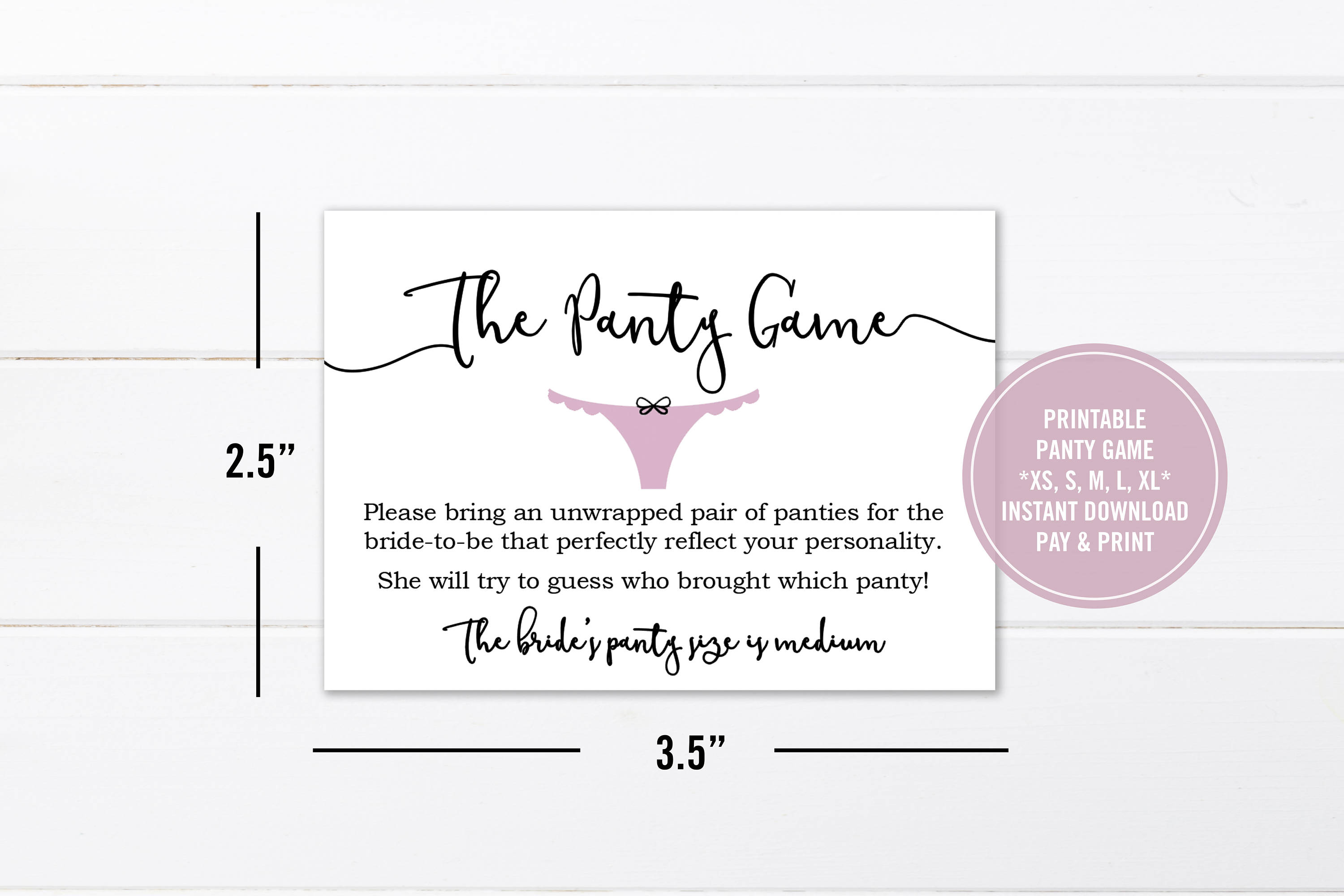 Panty Game Bridal Shower Activities, Instant Download Digital File Fun  Bridal Shower Game, Bridal Shower Invitation Panties for the Bride -   Canada