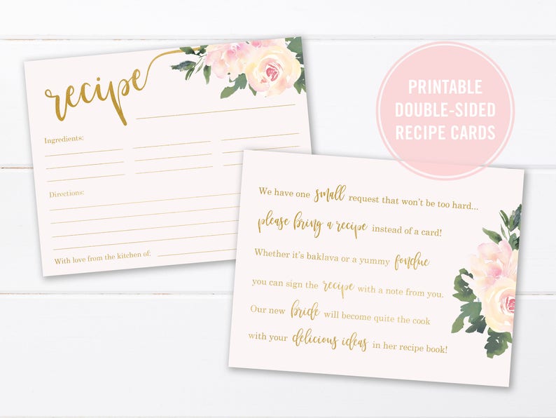 Wedding Shower Invitation Bridal Shower Recipe Card for Etsy