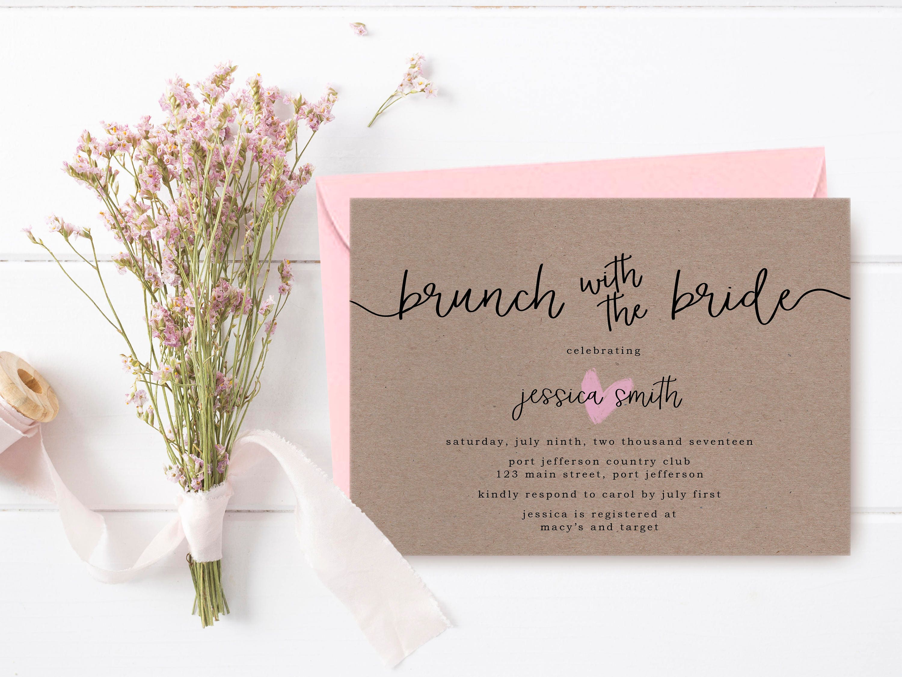 Rustic Bridal Shower Invitation Printable Brown Paper Bridal | Etsy