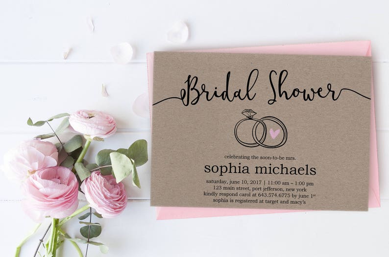 Bridal Shower Invitation Instant Download, Rustic Bridal Shower Invites, Simple DIY Wedding Invites, DIY Bridal Shower Invitations, Download 