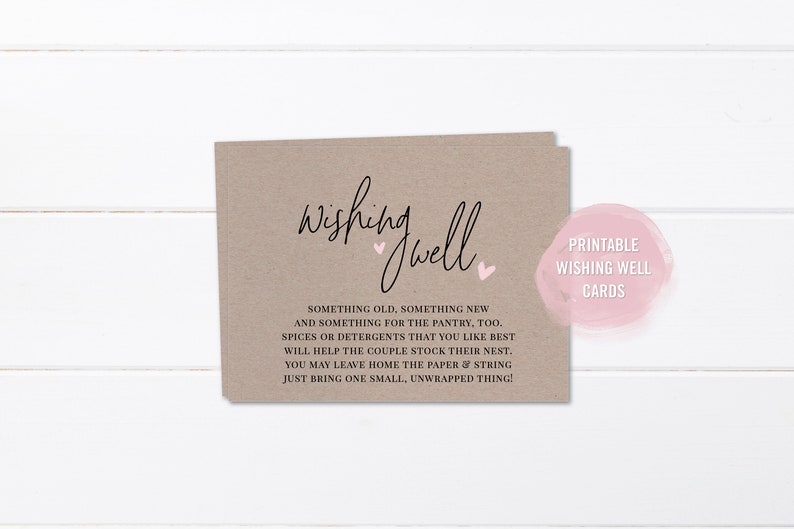 Wedding Wishing Well Card Printable Bridal Shower Wishing Etsy