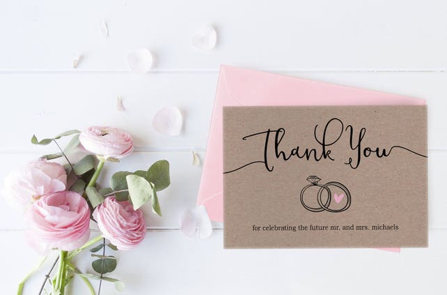 printed or printable rustic thank you cards engagement thank you engagement thank you cards