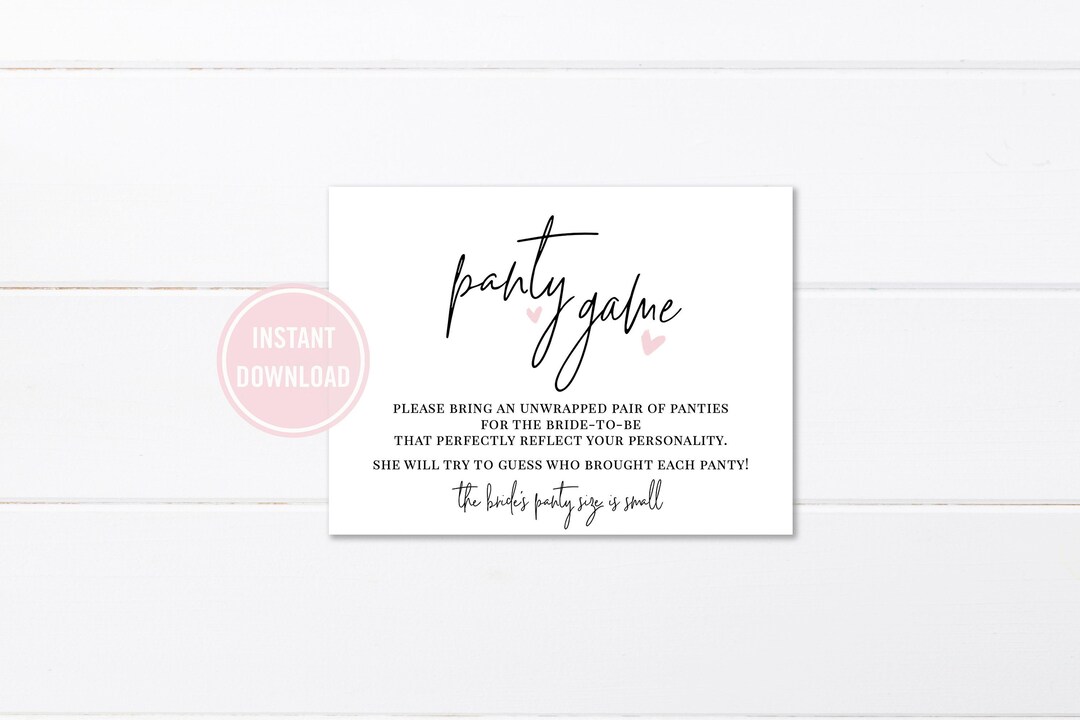 Panty Game Bridal Shower Activities Instant Download Etsy