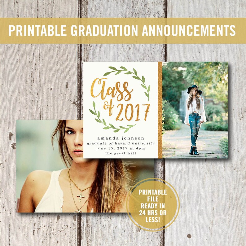 College Graduation Announcement, Graduation Party Invitation, High School Graduation Class of 2023, Virtual Graduation, Printed or Digital image 2