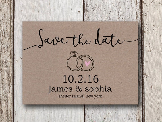 rustic save the dates diy save the date invites kraft paper etsy