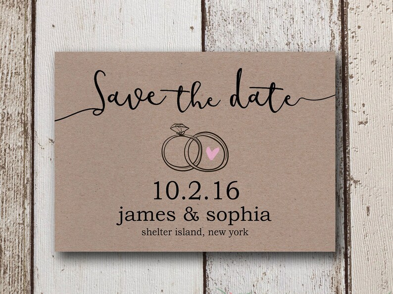 DIY Save The Date Invites Kraft Paper Invite Rustic Save The Dates Printed or Printable Save The Date Cards on Brown Kraft Paper Design