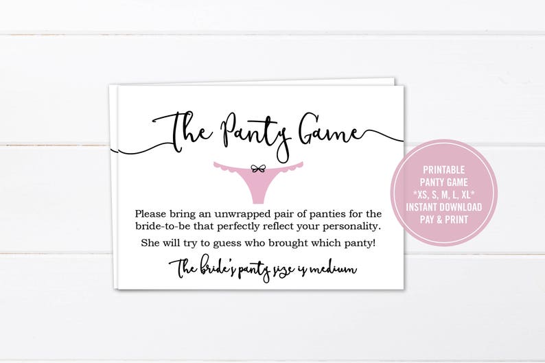 Panty Game Bridal Shower Activities Instant Download Digital Etsy