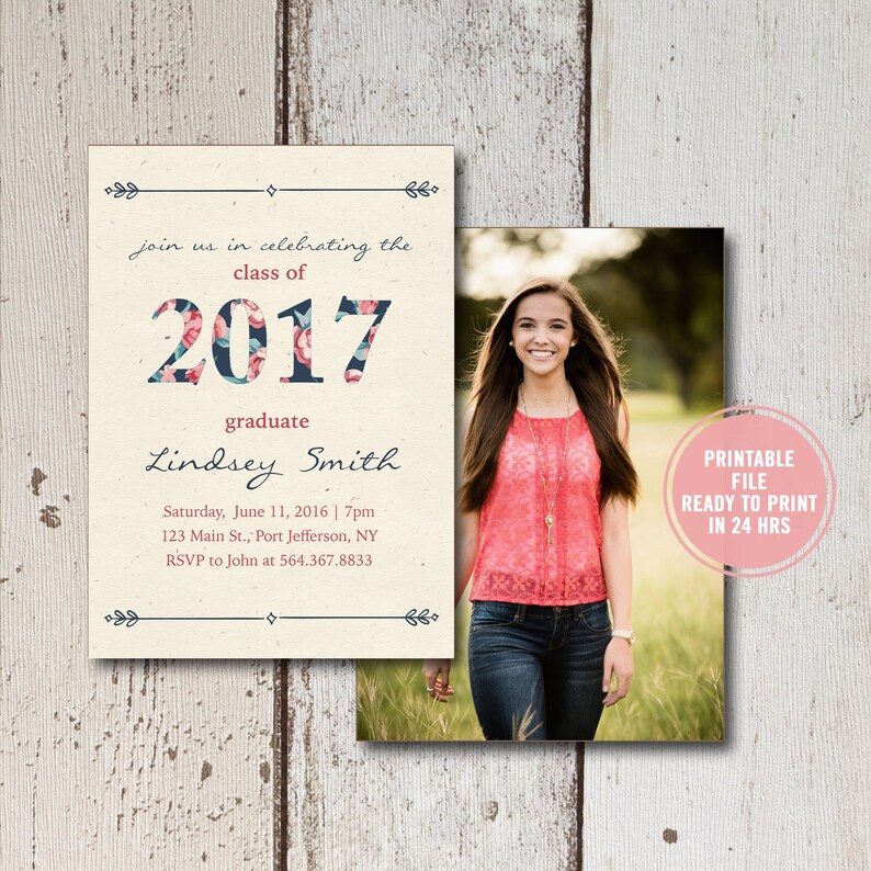college graduation invitation printable or printed high etsy