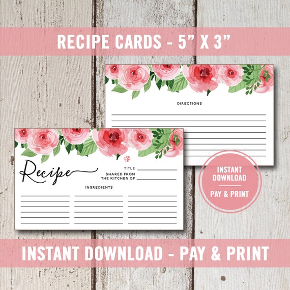 Bridal Shower Recipe Card For Bride Gold Foil Bridal Shower Activity Floral Recipe Request Poem Instant Download Wedding Shower Invitation Party Supplies Paper Party Supplies