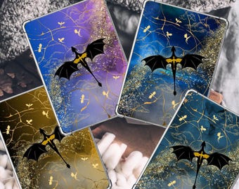 Fourth Wing Dragon Kindle Insert: Holographic Fantasy Bookish Gift