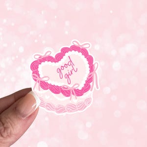 Good Girl Coquette Hot Pink Bow Sticker | Girlie Kindle Sticker | Bookish Sticker | Bookish Sticker | Book Lover Sticker | Heart Cake
