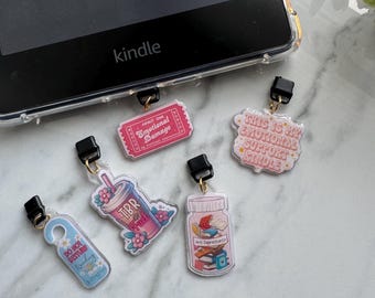 Book Lover Kindle Charm | USB C Dust Plug, Bookish Gift
