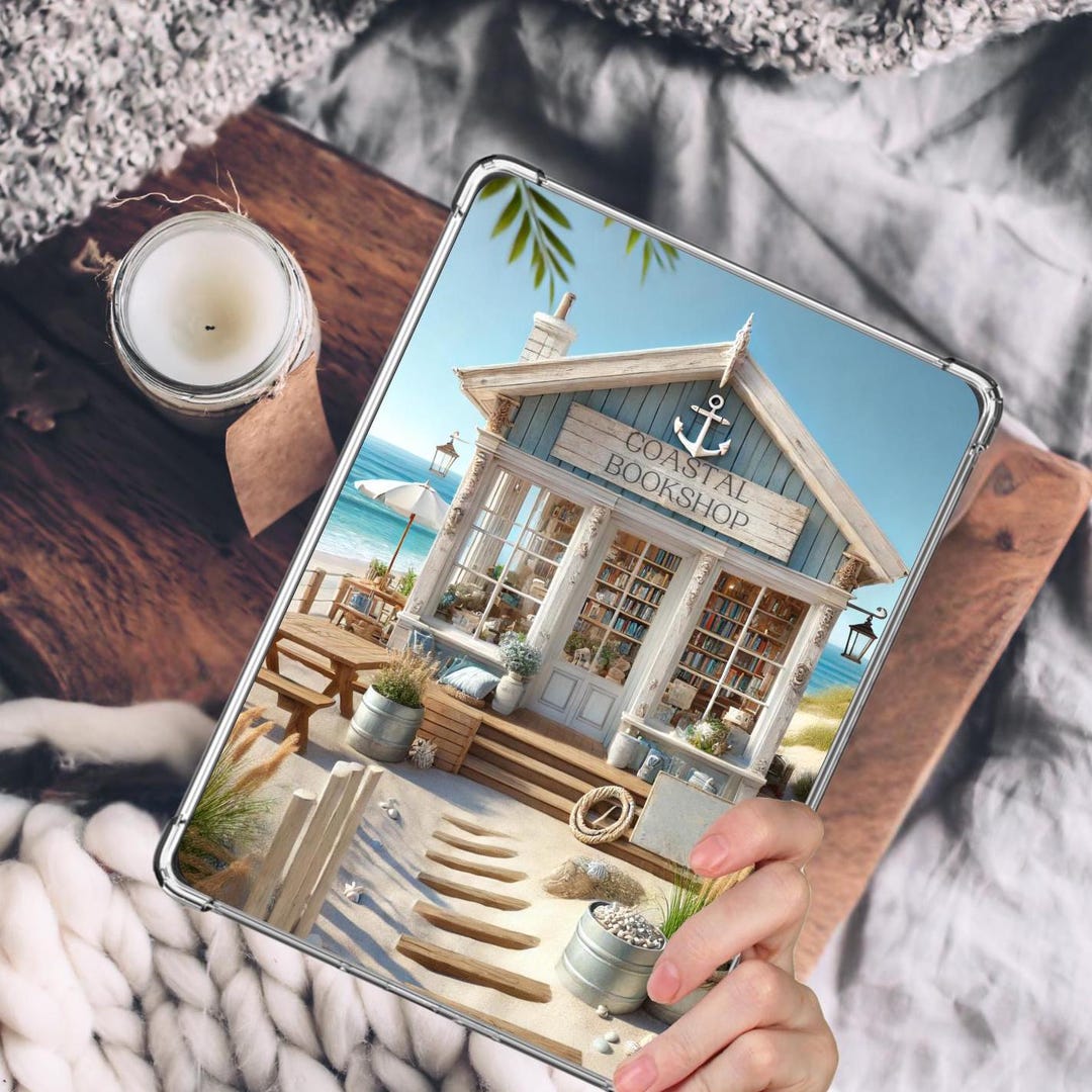 Coastal Bookshop Kindle Insert: Beach Theme, Holographic or Matte - Etsy