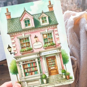 Personalized Pink Bookshop Kindle Insert: Vintage Bookstore Design