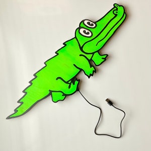 Gizzard Gator LED Backlit Sign, King Gizzard and the Lizard Wizard Wall Decor, Sound Activated Multicolored LED Sign, KGLW Christmas Gift