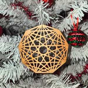 Nonagon Holiday Ornament, Wood Christmas Decoration, King Gizzard and the Lizard Wizard Christmas Gift
