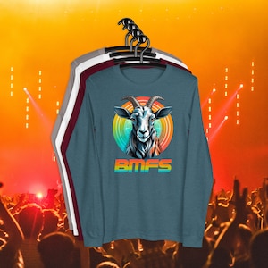 Billy Strings Inspired Unisex Long Sleeve Tee, BMFS T-Shirt, Sizes(XS to 2XL), Fall Concert Gift, Retro Goat