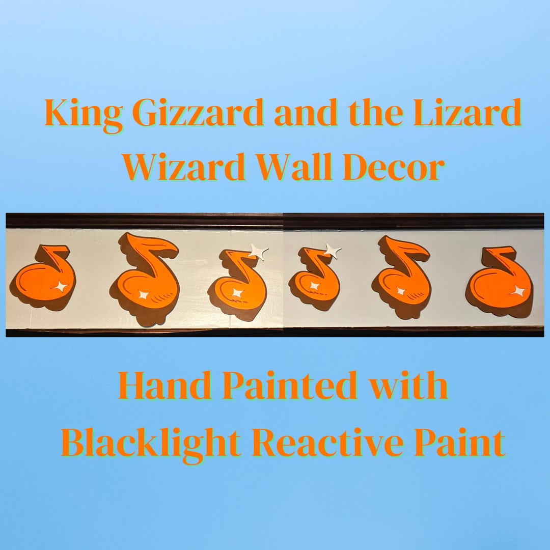 King Gizzard Music Notes Wall Art: Blacklight Reactive Wood Decor - Etsy