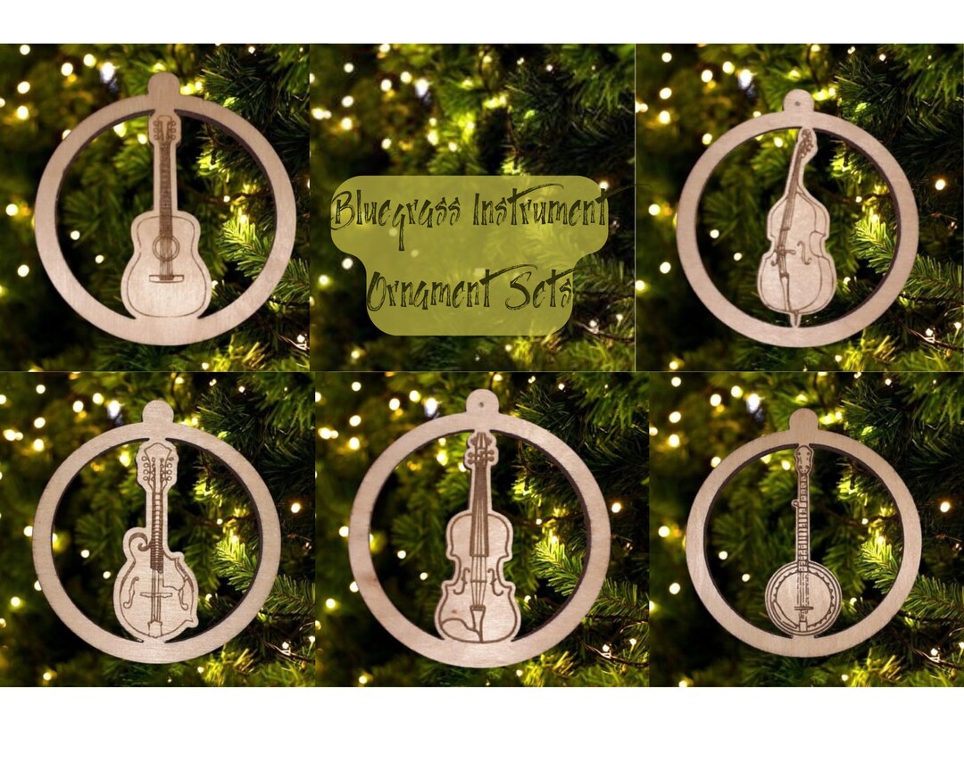 Bluegrass Instrument Wood Ornaments: Laser Cut Music Gift Set - Etsy
