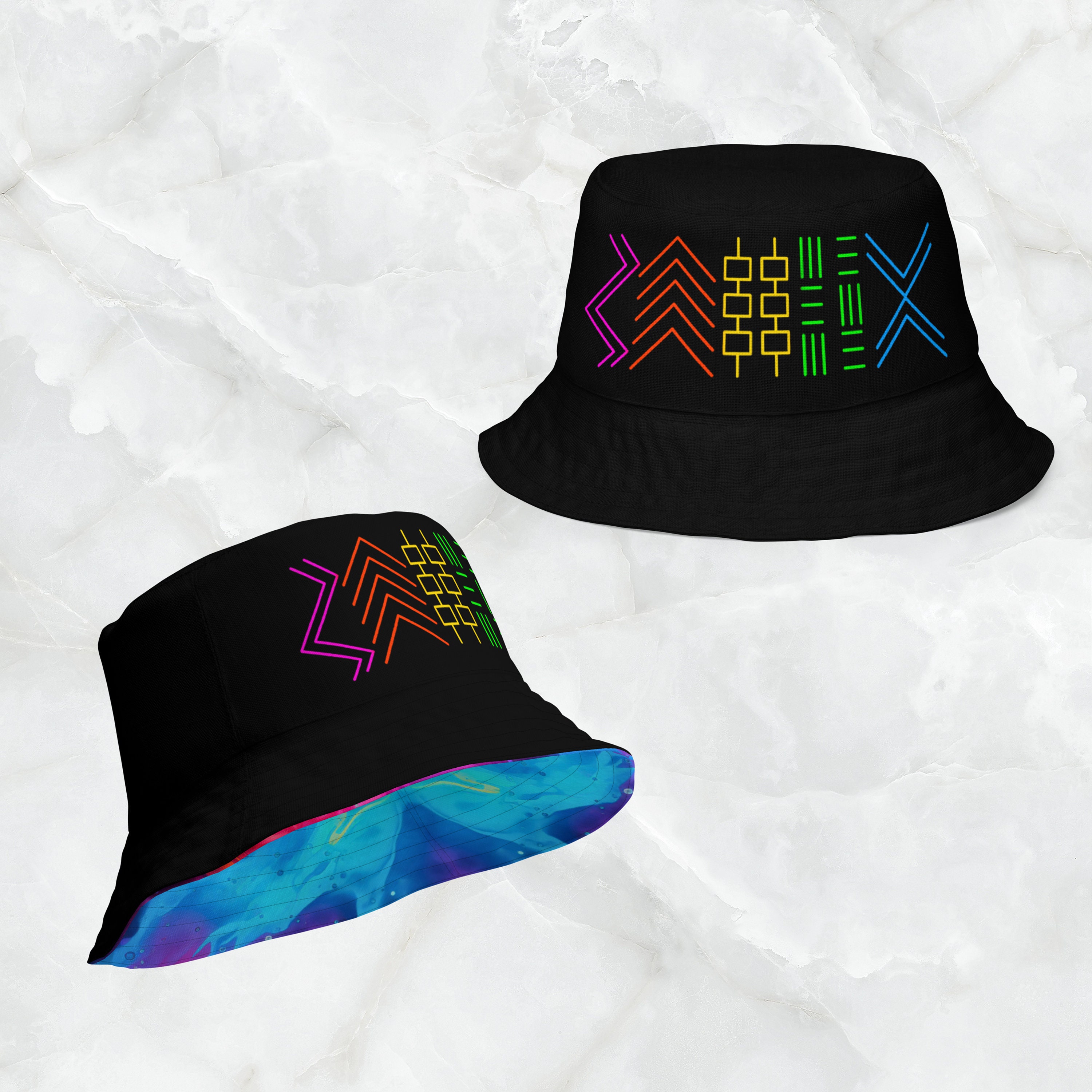 Billy Strings Inspired Rainbow Runes Reversible Bucket Hat