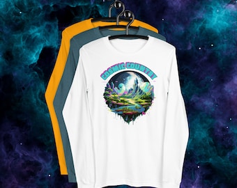 Cosmic Country Graphic Tee: Unisex Long Sleeve Cotton Shirt