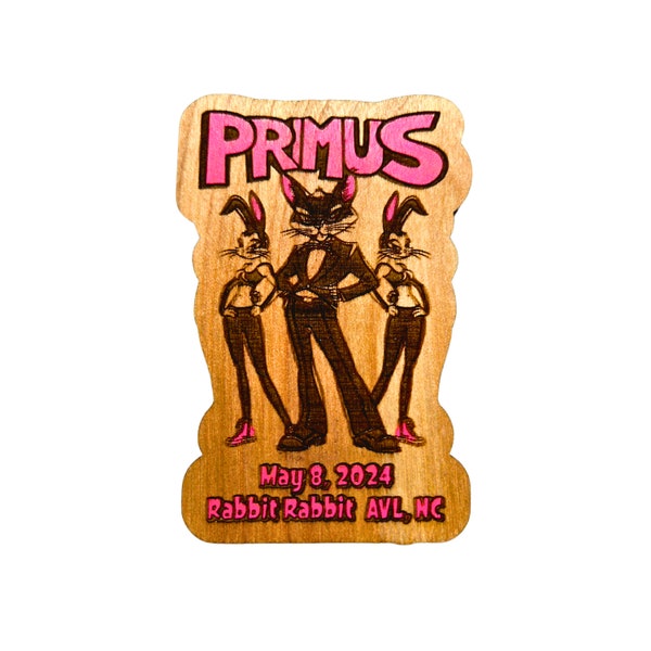 Primus Rabbit Rabbit Show Magnet, 8/4/2024 Asheville, DayGlo Pink, Black Light Reactive, Concert Gift