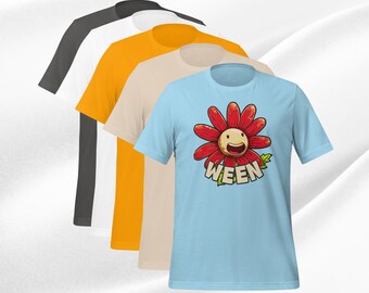 WEEN Inspired "Push the Little Daisies" Unisex Tee - Soft and Lightweight, Red Daisy, Concert Gift