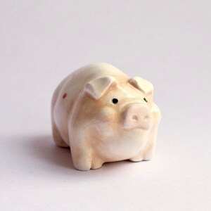 Rusty, the Precious Pork - adorable handmade in Kansas: original design by Art Farm cute pig figurine statue, white rust spots ready-to-ship