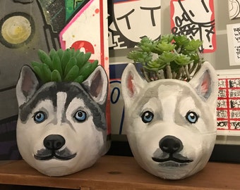 Custom Husky Planter, personalized gift, Fathers Day gift, Siberian Husky, Animal planter, Cute, Christmas Gift, Dog Lover