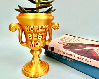 Custom Trophy Planter, Personalized Desk Decor, Father’s Day Gift, Cubicle Trophy Plant Pot, Best Dad Award, Best Mom Award