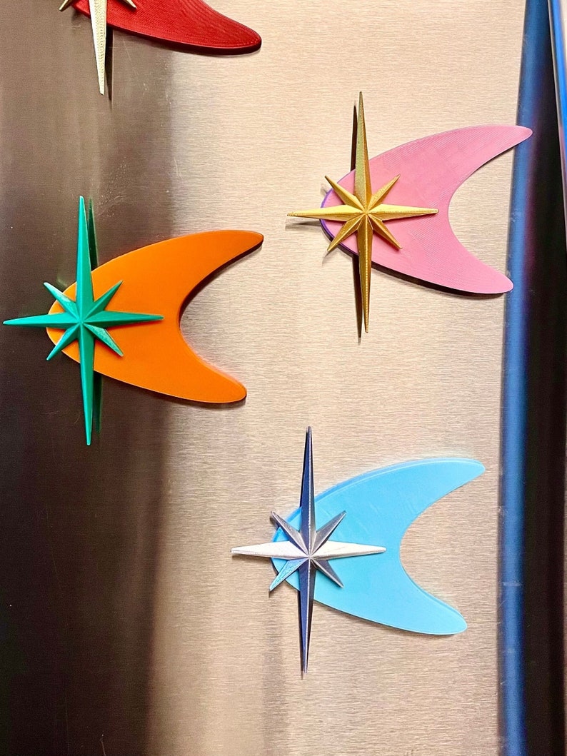 Mid Century Boomerang Magnets, Mothers Day Gift, Modern, Kitchen decor, MCM Decor Office Decor, Retro Decor Vintage Magnet image 1