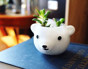 Polar Bear Planter, Mother’s Day Gift, Mama Bear, Bear, Plant Mom, cute, animal planter, birthday gift, women gift