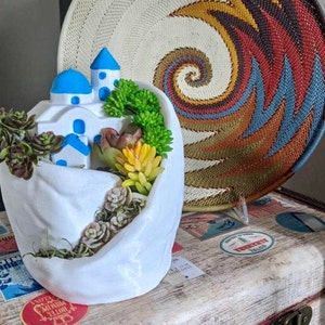 Mediterranean greek House Planter, travel themed gift,Santorini Castle planter,Greek decor, Greece Mythology,Greek House,Mediterranean Decor