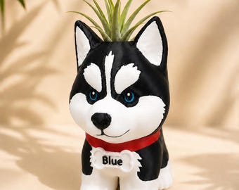 Custom Husky Planter, Personalized Dog Planter, Succulent Pot, Dog Lover Gift, Puppy Pot, Pet Memorial Gift, Christmas gift