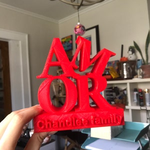 Personalize AMOR LOVE Sculpture, Fathers Day Gift, Love, Spanish, hispanic, Italian, Personalized Gift, Anniversary, Wedding Gift