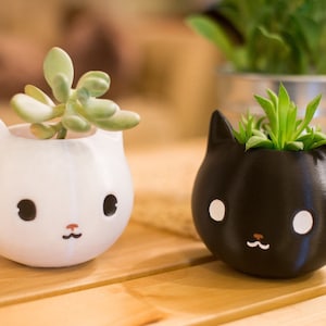 Plantador de gatos, gato negro, regalo de amante de los gatos, regalos de mamá gato, regalo del día de la madre, decoración del hogar del gato, regalo del gato, decoración del escritorio, impreso en 3D, plantador de animales