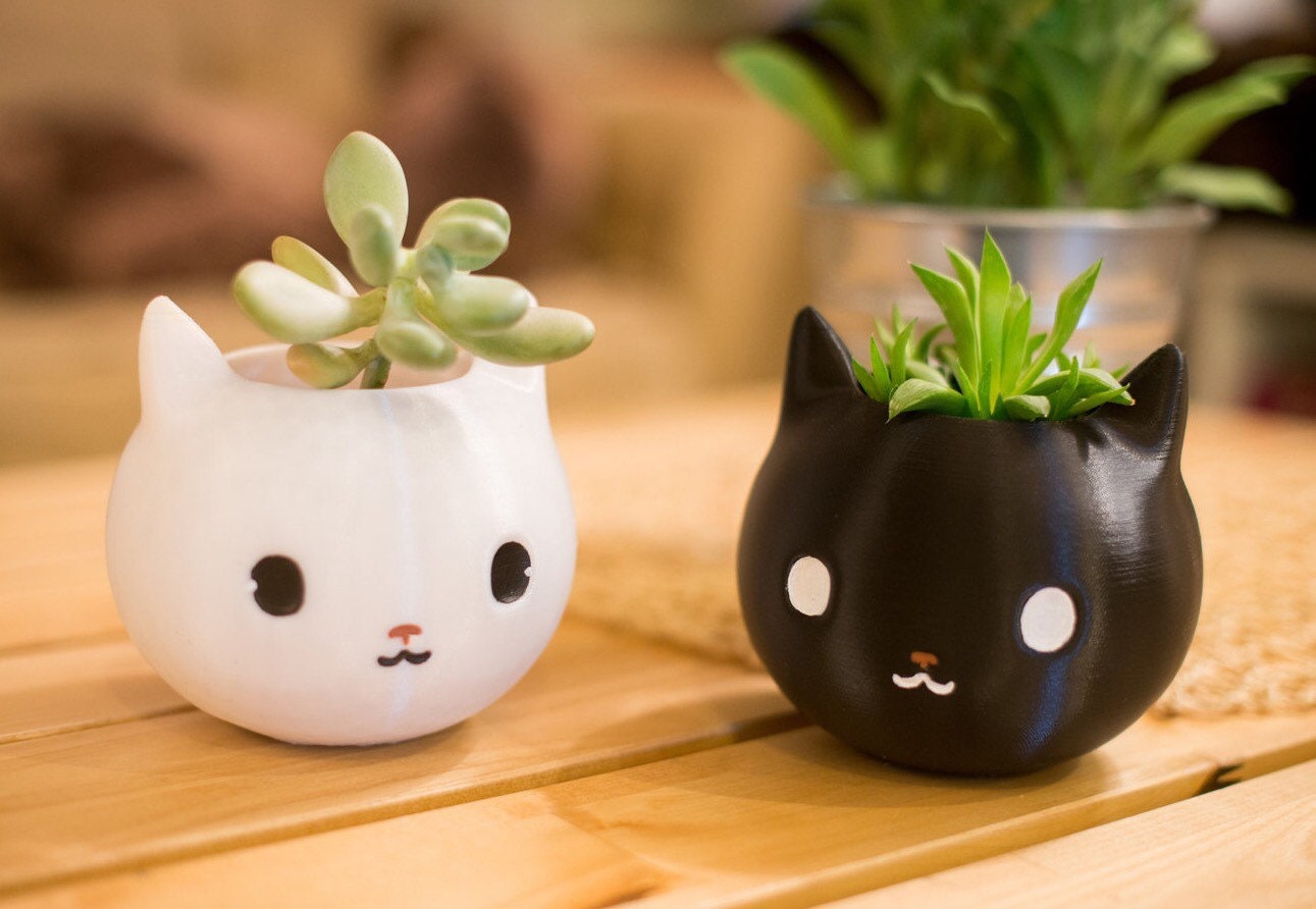 Jardinière Pour Chat, Chat Noir, , Maman Décor Cadeau Amoureux Des Chats, La Fête Mères, Art Jardini