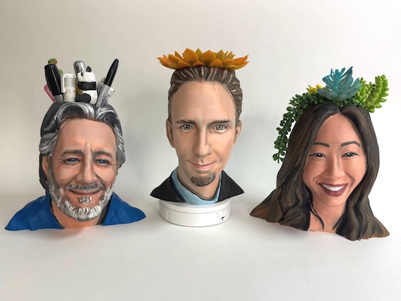 Custom Face Planter – Personalized Portrait Succulent Pot, Fathers Day Gift, Unique Plant Lover Gift, Christmas Gift
