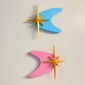 Mid Century Modern Boomerang, Retro Furniture Decor, Modern vintage Wall Art, Atomic Starburst, Starburst 1960s, MCM Decor