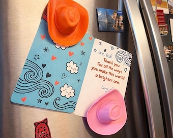Cowgirl Hat Magnet – Rustic Western Fridge Decor, Wild West Kitchen Magnet, Country Cowgirl Gift