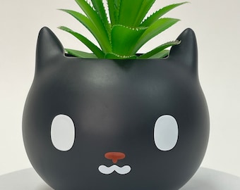 Cute Black Cat Planter – Cat Lover Gift, Succulent Pot, Animal Desk Decor, Cat Mom Home Decor, Birthday Present Idea,Cat Dad