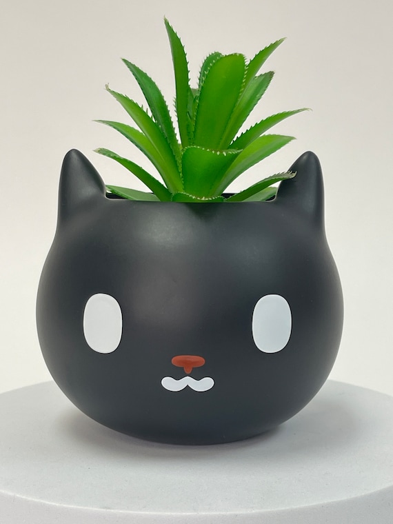 Vaso per gatti – Pianta in ceramica a forma di gatto, vaso da tavolo | Simpatico supporto per piante in ceramica a forma di gatto, vaso moderno creativo per piante idroponiche, casa