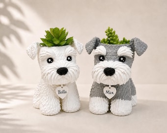 Custom Schnauzer Planter, Personalized Dog Planter, Succulent Pot, Dog Lover Gift, Puppy Pot, Pet Memorial Gift, Cute Desk Decor