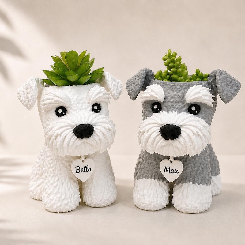 Custom Schnauzer Planter, Personalized Dog Planter, Succulent Pot, Dog Lover Gift, Puppy Pot, Pet Memorial Gift, Cute Desk Decor