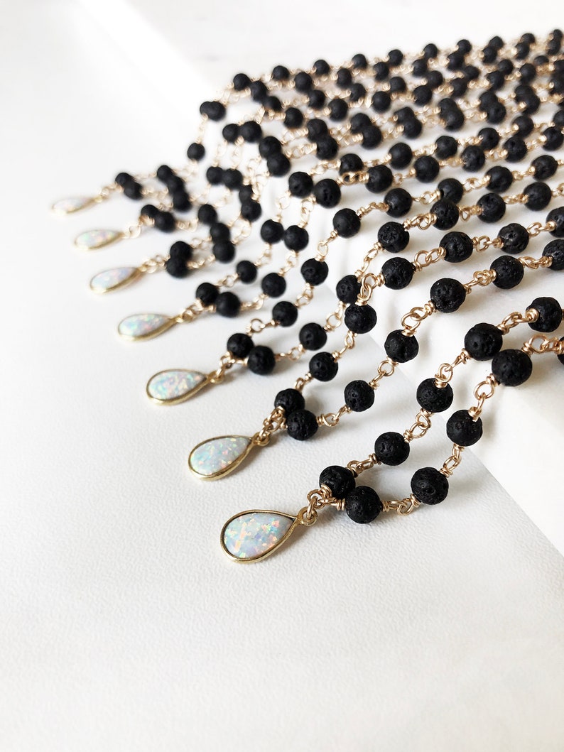 Opal \u2022 Lava \u2022 Essential Oil Diffuser Necklace \u2022 Dainty \u2022 14K Gold Filled \u2022 Aromatherapy Necklace \u2022 14-17 Length