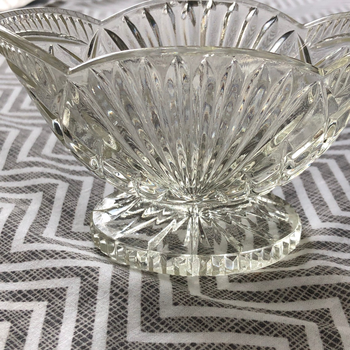 Vintage Cut Glass Fan Shape Posy Vase Unique Bowl Trinket Etsy