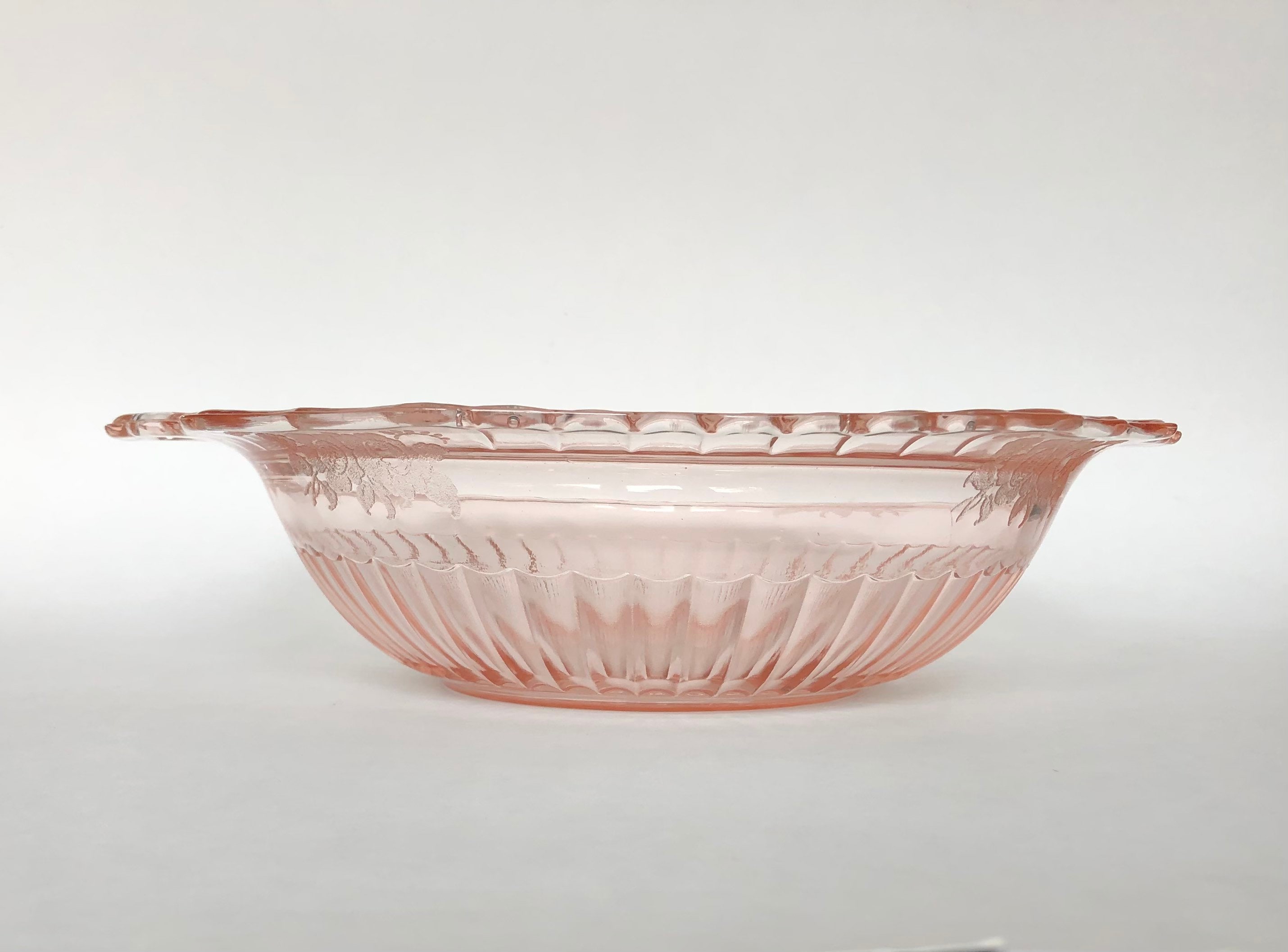 Pink Serving Bowl Vintage Pink Depression Glass Ribbed Serving Bowl Vintage Kitchen Decor Depression Glass Shabby Chic Bowl Bowl