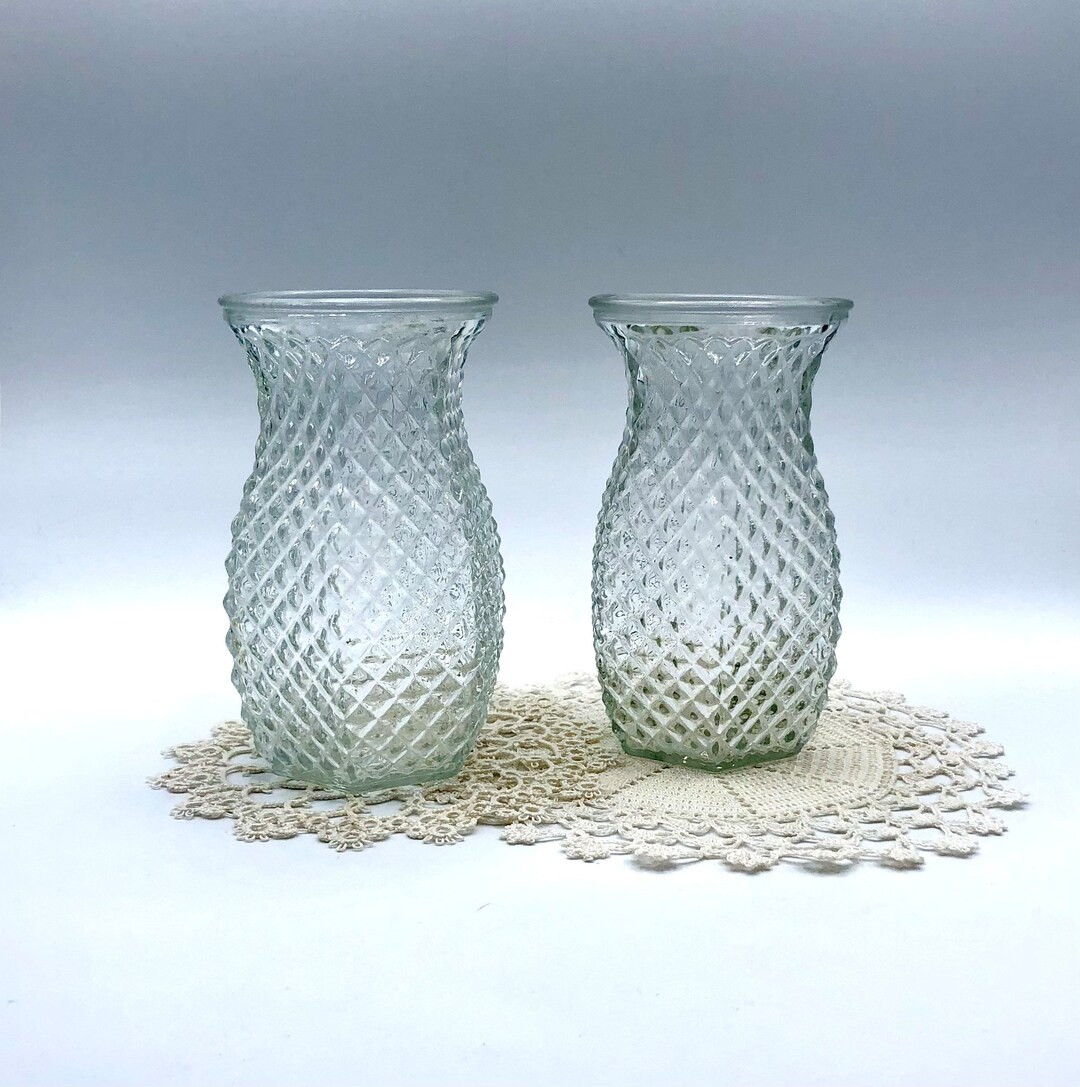 Vintage Hoosier Glass, Vintage Glass Vase, Hoosier 4071, Pair of Vases